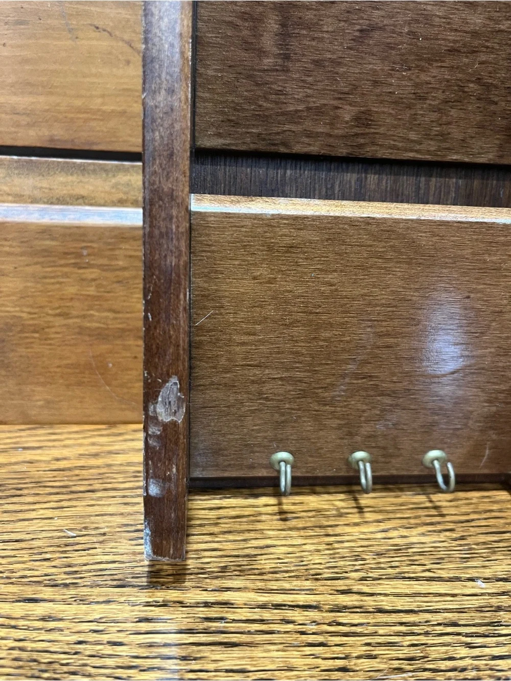 Vintage Wooden Mail Holder with Hooks | Rustic Farmhouse Cottagecore Decor